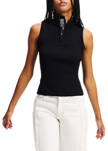 Karl Lagerfeld Jeans Femme Knit en maille premium avec col demi-zip
