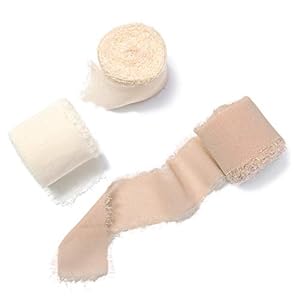 Ling’s moment Handmade 1.5″ Nude Chiffon Silk Ribbon Frayed Edges Beige Fringe Ribbon for Wedding Flatlays Invitations Bouquets Gift Wrapping Decorations (Ballet Nude Shades, 18 Yards)