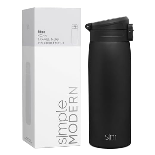 Simple Modern Insulated Thermos Travel Coffee Mug with Snap Flip Lid | Leakproof Reusable Stainless Steel Tumbler Cup | Gifts for Women Men Him Her | Kona Collection | 16oz | Midnight Black