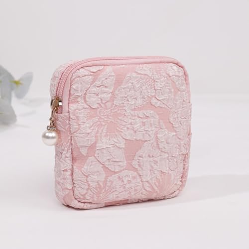 生理用ナプキン収納袋 女性の大容量ポータブル生理用ナプキン収納袋 11x11x3cm(Pink)