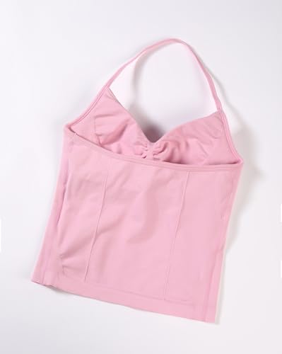 AUROLA Influence Longline Strappy Workout Halter Tops for Women,Removable Cups Padded Bras Impact Gym Yoga Sleeveless Top4
