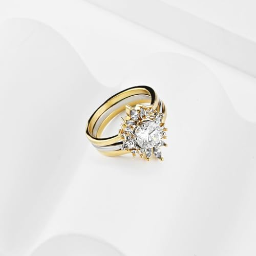 Women's Wedding Ring Sets White Gold Plated AAA CZ 3pcs Ring Set for Women3