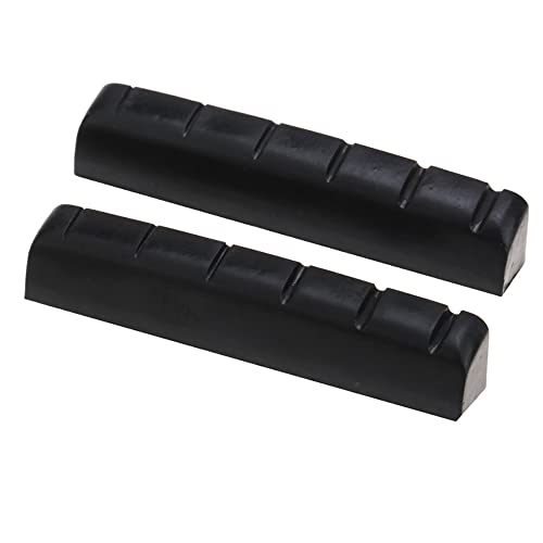 Musiclily Pro Urea Resin Plastic Slotted 44mm Electric Guitar Les Paul Nuts Flat Bottom for 6-string LP Style Guitar, Black(Set of 2) - Image 3