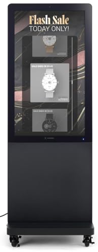 Image of Displays2go 43 inch Outdoor Digital Signage Display | Weatherproof LCD Screen, Android OS, Anti-Glare, Locking Wheels, DF043NHBC