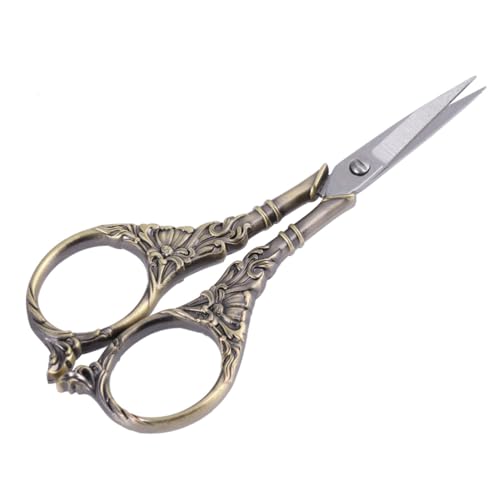 iplusmile 精密ステンレス製十字刺繍鋏 古典的百合柄 裁縫用耐錆トリミングはさみ 軽量携帯可能