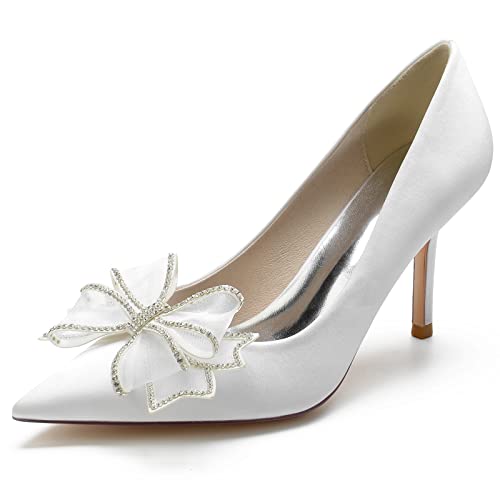 Escarpins de mariée en satin haut de gamme avec talon aiguille sexy de 8.5 cm