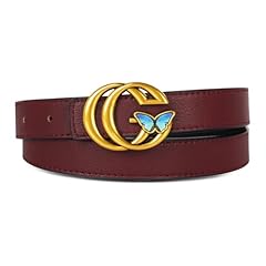 Gold Buckle Butterfly Wine Red Leather