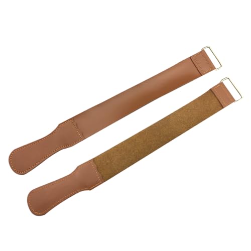 PENIKOKO 2 piezas Paño Afilador de Cuero Natural Unidades Paño Vintage para Pulir Cuero Resistente para Barbería y Afilado de Cuchillas Profesional Casa y Salón