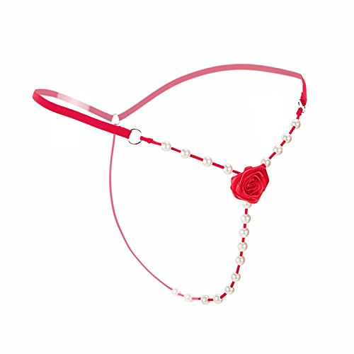 Image of Women's Pearl T Back G String Embroidery Rose Flowers Beaded Thong Panty Underwear Sexy Micro Underpant Christmas