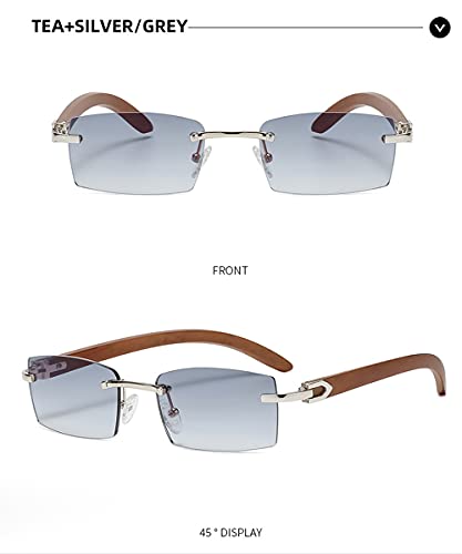 Rectangle Fashion Rimless Sunglasses for Women Men Gangster 90s Frameless Shades Retro Vintage Trendy Eyewear3