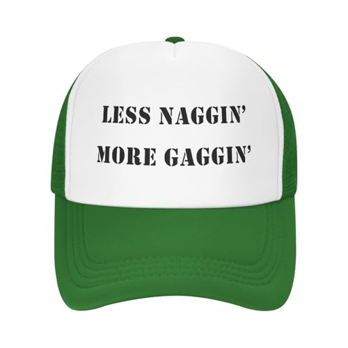 Image of Less Naggin More Gaggin Trucker Hat Funny Baseball Caps Adjustable Fishing Hats for Men Women Black