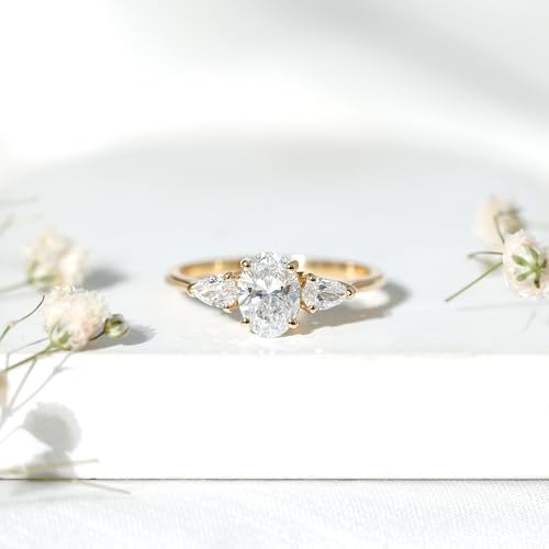 Certified Lab Grown Diamond 3 Stone Engagement Ring, Ef-Vs Quality, Diamond Past Present Future Ring - Ideal for Gift3