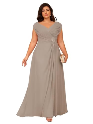 Image of Clothfun Simple V Neck Mother of The Bride Dresses Lace Appliques Chiffon Sleeveless Mother of The Groom Dress CYN014