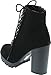 Soda Chalet – Fashion Lace up Military Inspired Ankle Boot with Stacked Heel and Side Zipper (Black Nubuck, 8.5)