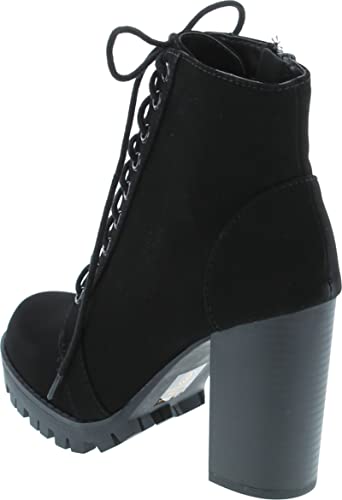 Soda Chalet – Fashion Lace up Military Inspired Ankle Boot with Stacked Heel and Side Zipper3