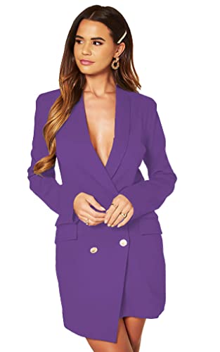 Image of UNIQUE 21 Women Luxe Stain Breasted Asymmetric Blazer Dress - Ladies Elegant Casual Work Office Events Blazer Dresses
