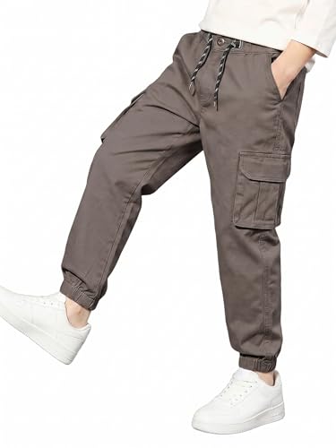 Image of A.T.U.N. (ALL THINGS UBER NICE) Boys Cotton Cargo Pants | Soft Comfortable Casual Wear | Relaxed Fit Trousers with 6 Utility Pockets | Adjustable Waist for Daily Outdoor and Travel Use