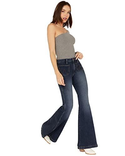 Wrangler Women's Retro Medium Wash High Rise Flare Patch Pocket Victoria Jeans - 112321422 27W x 34L