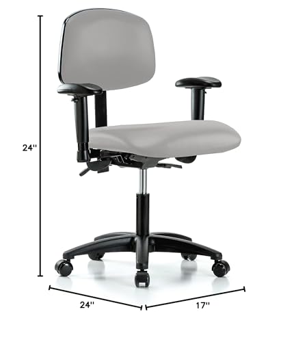Image of Perch Multi-Task Office Chair with Adjustable Armrests | Desk Height 17-22 inch | Grey Vinyl