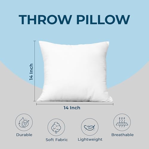 Image of Utopia Bedding Throw Pillows (Set of 4, White) - 14 x 14 Inches Down Alternative Pillows for Bed, Sofa, and Couch - Fluffy Decorative Stuffer Pillow for Indoors & Outdoors