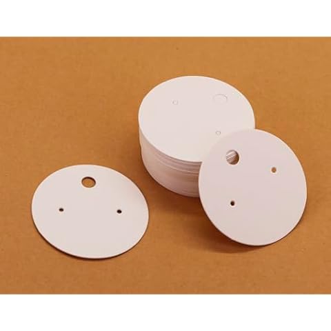 TIAMALL 200 PCS 4cm Diameter Round Earring Display Cards Kraft Paper Earrings Tags Ear Stud Earring Card (White) Cover