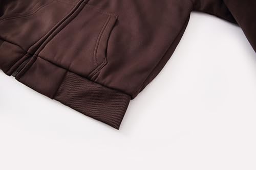 Image of TanBridge Plaid Flannel Hoodie Sherpa Fleece Lined Shirt Jacket Cotton Hoodies Zip Up Winter Warm Coat