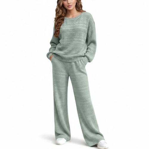 Lounge Sets for Women Ribbed Knit Sweater 2 Piece Set Casual Loose Fall Set - image 5