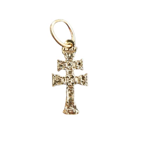 Cruz de Caravaca Oro de Ley 18 Kilates 750ml - Tamaño pequeño especial para bebe 1,3 cm. Enviadas y fabricadas en Caravaca - Laminadas Grosor Fino 0,5mm