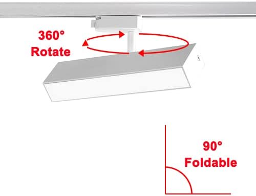20W LED L Type Rail Track Light(Fits Lightolier Type Track) Rotate Flood Light Ceiling Lamp Fixture White-Finish Natural White
