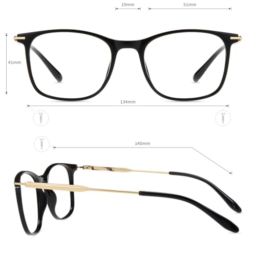 Image of Firmoo Blue Light Glasses for Women Men, Reading Glasses 0.0x-3.0x, Ultra Light Square Frame, Premium TR90 & Metal Blend