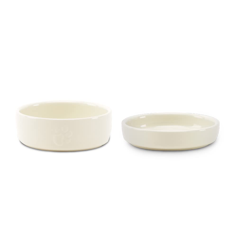 Scruffs Icon 2 Piece Cat Food & Saucer Set - Cream