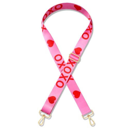 Image of Valentine's Day Purse Strap Replacement Red Pink Heart XOXO Bag Strap Conversation Heart Crossbody Purse Strap Valentine's Day Accessories Gifts (Style A)