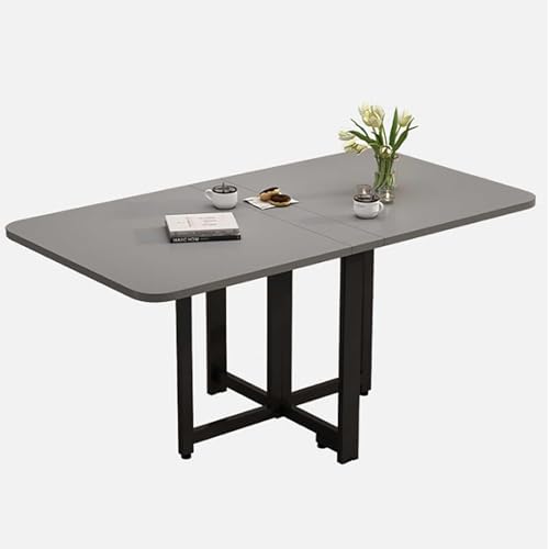 GUQASDV Mesa de Comedor Plegable de Madera,Mesa de Cocina Plegable con alas abatibles y Patas Ajustables, Soporte antivuelco, Ahorra Espacio, mesas Plegables for Espacios(Gray)