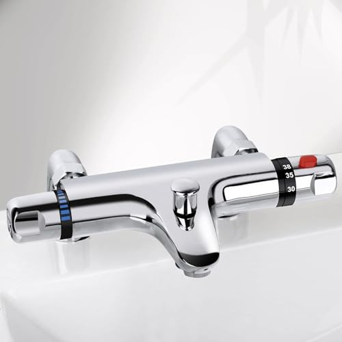 Thermostatic Bath Shower Mixer Tap Chrome 180mm