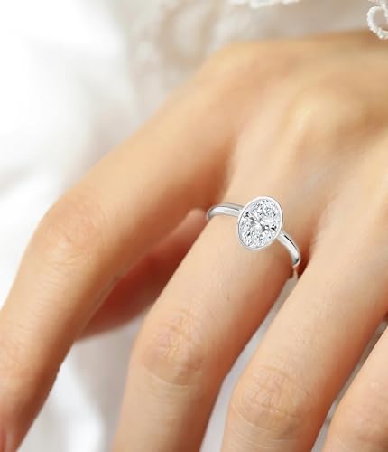 10K 14K 18K Solid Gold Moissanite Engagement Ring 1 1.5 2 2.5 3 Carat Center Oval Cut Solitaire Moissanite Bridal Ring 925 Sterling Silver Moissanite Wedding Ring Promise Ring for Her Women Wife2