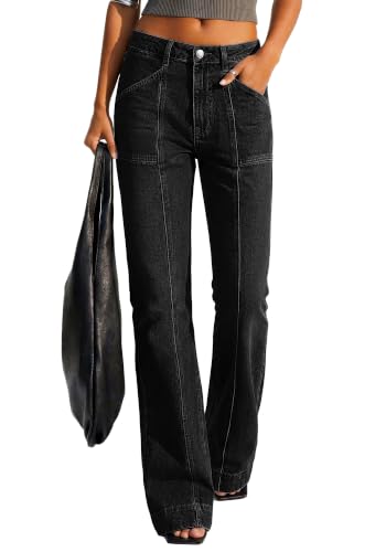 BTFBM Straight Leg Jeans for Women Stretchy Curve Appeal Pants Black - image 7