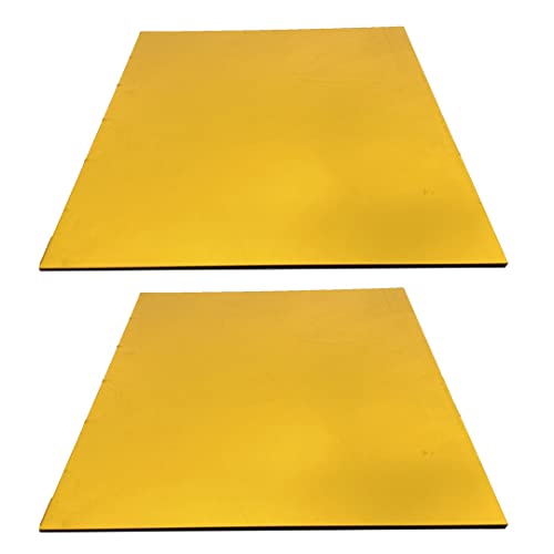 Image of 2PCS 12x12 Acrylic Mirror Sheet Mirror Cast Acrylic Sheet 1 /8 for Laser CO2 with Film Masking for Design DIY Craft Adhesive Plate Gold