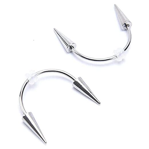 2 st rostfritt stål leende läpp tiger tänder nagel vampyr piercing smycken, smiley piercing tiger tänder, spik läppar ringringar vampyr tänder, rolig gåva för vänner, fest dekoration (1.0mm)