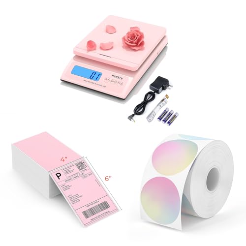 Báscula postal precisa 66lb con etiquetas rosa
