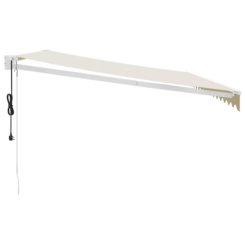 Tenda sole automatica retrattile in tessuto poliestere con rivestimento in PU per giardino balcone e patio modello in crema, dimensioni 4x3 metri, con motore, sistema a parete