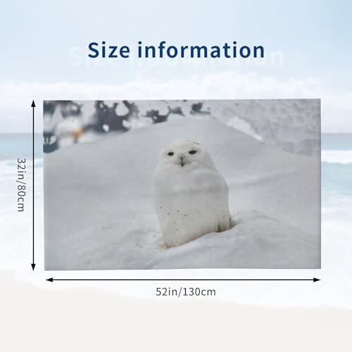 Serviette de bain microfibre hibou des neiges douce et compacte