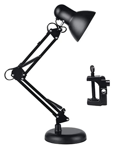 Luminária Mesa 2x1 Metal Abajur Lâmpada Articulável Base Garra Flex MT-811c Cor: Preto