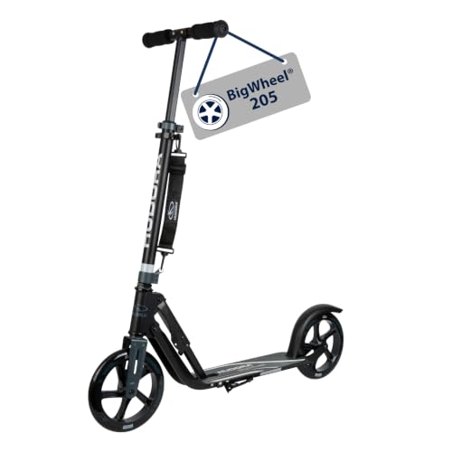 Hudora Roller für Erwachsene – Klappbarer Erwachsenen-Roller, höhenverstellbar, HUDORA BigWheel 205 Scooter - Stabiler Aluminium-Roller