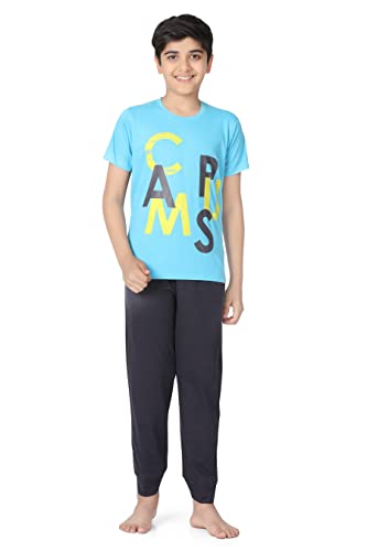 Image of Kids Night Suit for Boys - Cotton Set of Pyjama & T-Shirt Sleepwear - Lightweight & Comfortable Night Wear for Kids