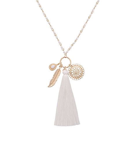 Long Necklaces Bohemia Tassel Leaf Teardrop Disk Circle Pendant n...