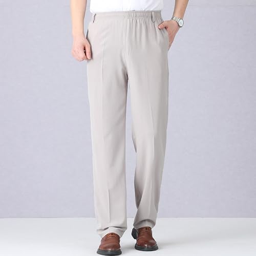 Mens Dress Pants Straight Leg Suit Pants Classic Flat Front Work Trousers Casual Business Non-lron Pant Elastic Waist2