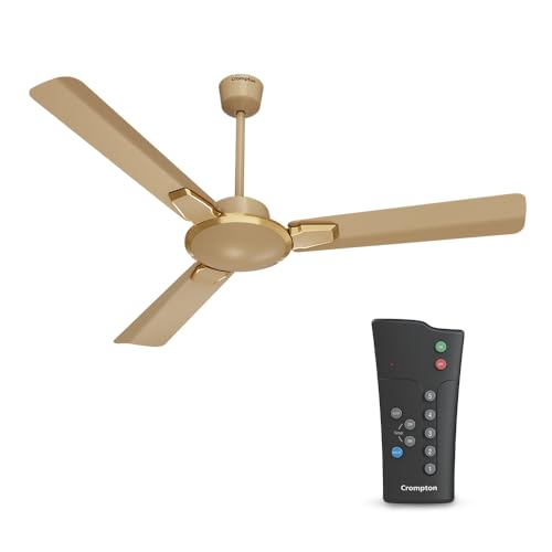 Image of Crompton Premion Aura2 BLDC 1200mm Designer Ceiling Fan | Remote Control | BEE 4 Star Rated | Energy Efficient | Superior Air Delivery | Low Noise | 4 Year Brand Warranty | Birken Effect Gold