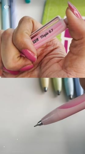Image of HAUSER MAPLE 0.7mm Mechanical Pencil Blister Pack of 6| Extra Dark & Breakage Resistant Lead | 5 Pastel Shades Matt Finish Body Colours | In-Built Eraser For Quick Erasing | 10 FREE Leads in Each Pack