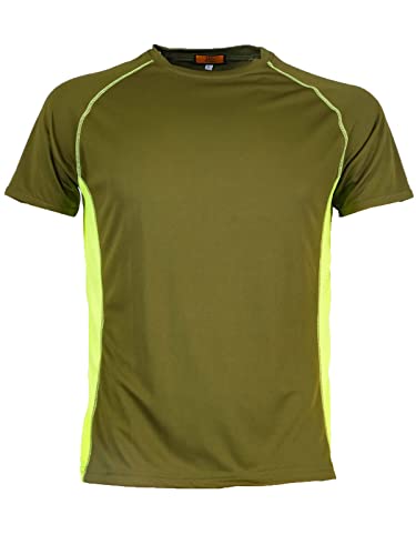 fratelliditalia.org Elastisches T-Shirt, halblange Ärmel, hohe Sichtbarkeit, Grün und Orange b2