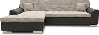 DOMO. collection Treviso Canapé d'angle convertible en forme de L en cuir synthétique et tissu tissé - Canapé 